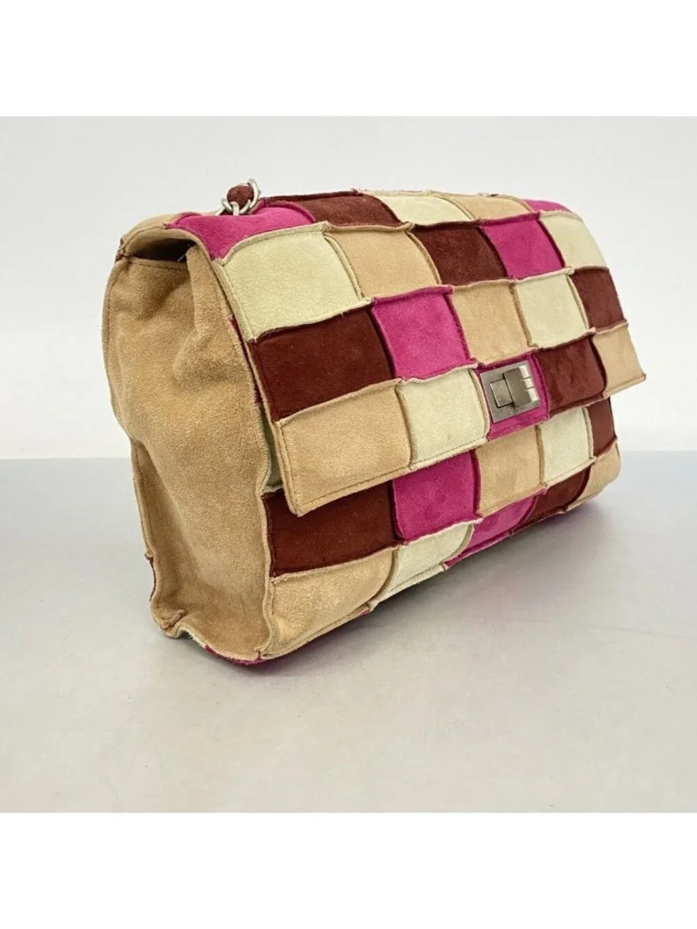 Chanel Shoulder Bag 2.55 Suede Multicolor Silver